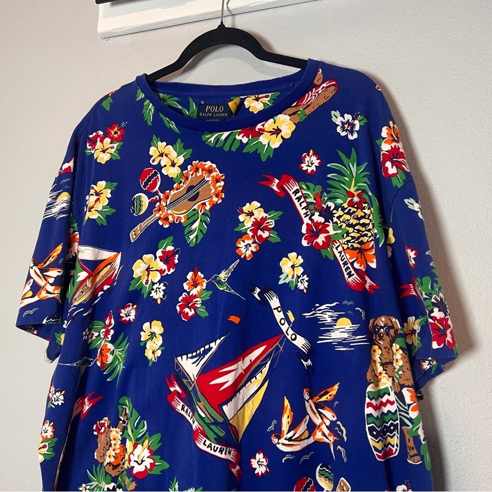 Polo by Ralph Lauren Aloha Bear Short Sleeve Shirt Size XXL Blue Tropical - Picture 2 of 12